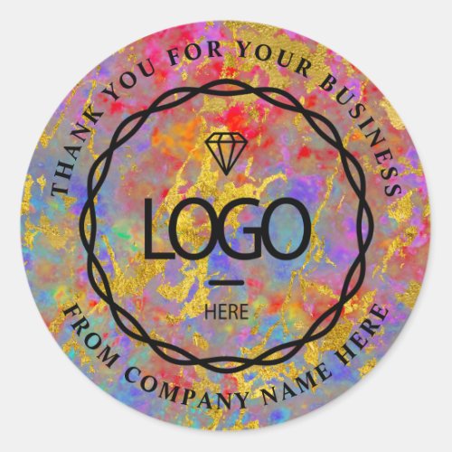  Logo Name Web Thank You Name Colorful Marble  Classic Round Sticker
