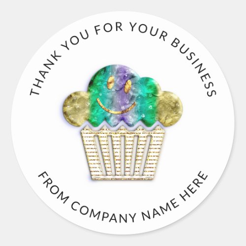  Logo Name Web Thank You Name Green Smile Cake  Classic Round Sticker