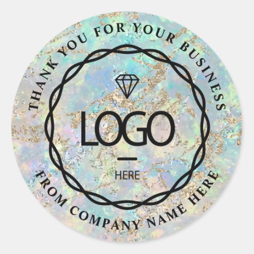  Logo Name Web Thank You Name Holographic Marble Classic Round Sticker