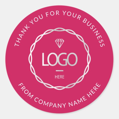  Logo Name Web Thank You Name Pink Candy Gray Classic Round Sticker