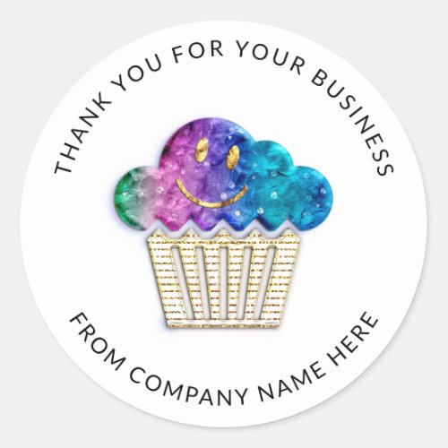  Logo Name Web Thank You Name Purple Smile Cake  Classic Round Sticker