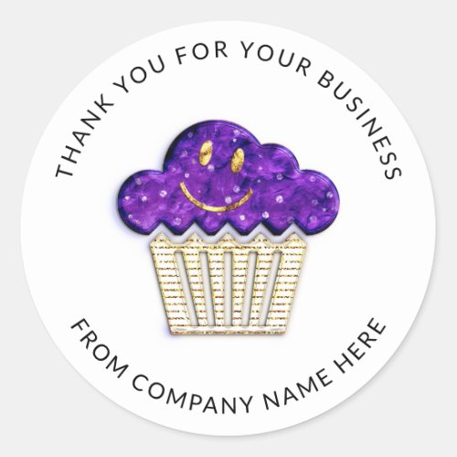  Logo Name Web Thank You Name Purple Smile Gold  Classic Round Sticker