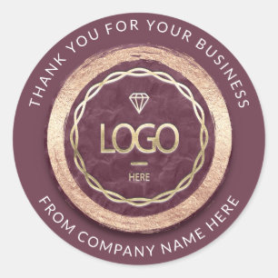 Logo Name Web Thank You Name Rose Gold Classic Round Sticker