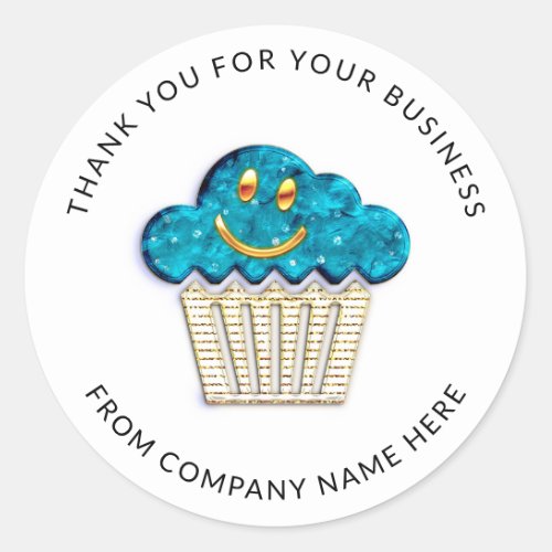  Logo Name Web Thank You Name White Blue Classic Round Sticker