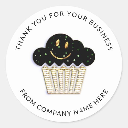  Logo Name Web Thank You Name White Smile Gold Classic Round Sticker