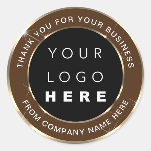 Logo Name Web Thank You Online Shop Gold Brown  Classic Round Sticker