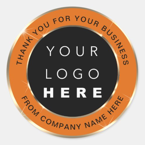 Logo Name Web Thank You Online Shop Gold Orange Classic Round Sticker