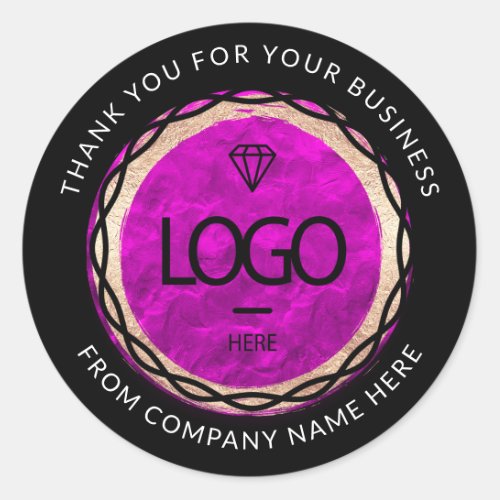  Logo Name Web Thank You Pink Gold Classic Round Sticker