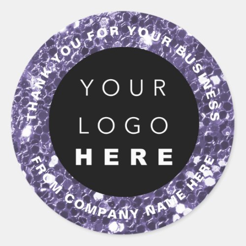 Logo Name Web Thank You PurpleSpark Shop Glitter   Classic Round Sticker