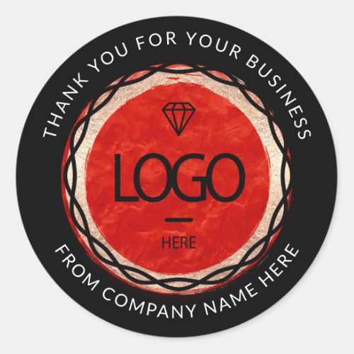  Logo Name Web Thank You Red Gold Classic Round Sticker