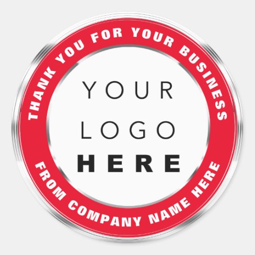 Logo Name Web Thank You Red Silver Gray White Clas Classic Round Sticker