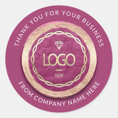  Logo Name Web Thank You Rose Gold Framed Classic Round Sticker
