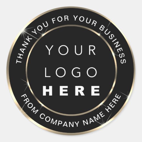 Logo Name Web Thank You Shop Gold Black White Classic Round Sticker