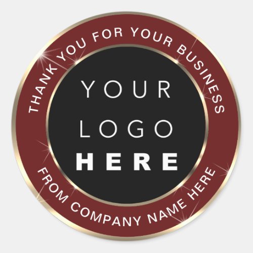 Logo Name Web Thank You Shop Gold Burgudny Classic Round Sticker