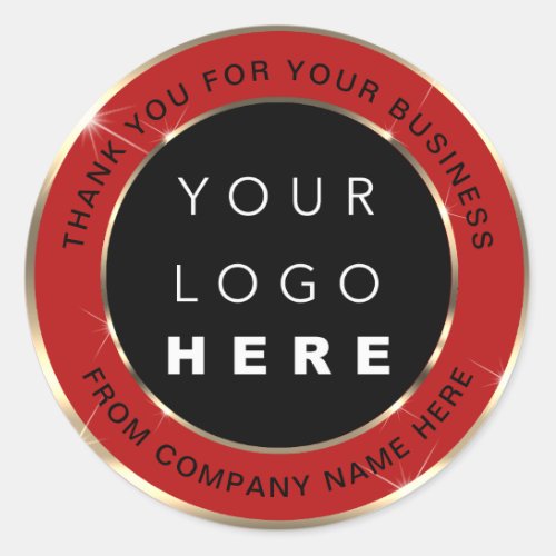 Logo Name Web Thank You Shop Gold Frame Red Classic Round Sticker