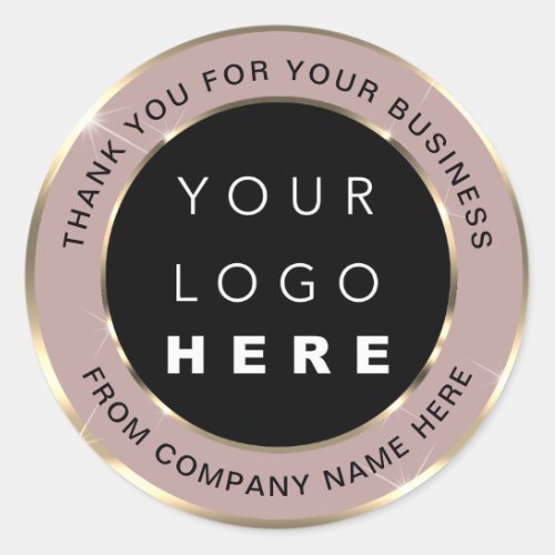Logo Name Web Thank You Shop Gold Frame Rose Classic Round Sticker