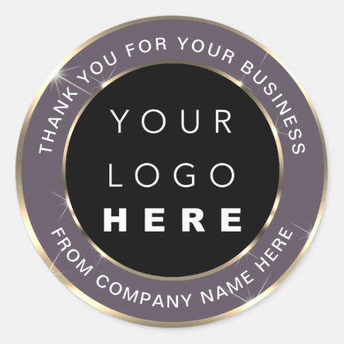 Logo Name Web Thank You Shop Gold Gray Purple Classic Round Sticker