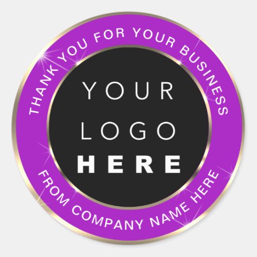 Logo Name Web Thank You Shop Gold Pink Purple Classic Round Sticker