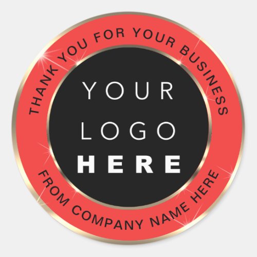 Logo Name Web Thank You Shop Gold Red Classic Round Sticker