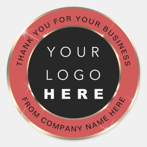 Logo Name Web Thank You Shop Gold Rose Red Classic Round Sticker