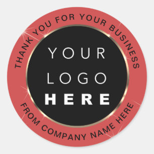 Logo Name Web Thank You Shop Gold Rose Red Classic Round Sticker