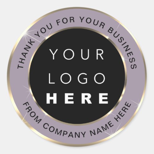 Logo Name Web Thank You Shop Gold Smoky Purple Classic Round Sticker
