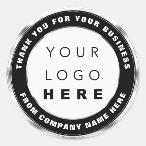 Logo Name Web Thank You Shopping Black White Classic Round Sticker