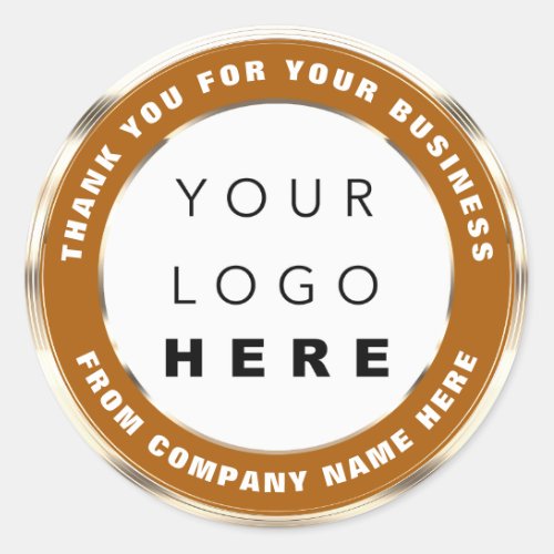 Logo Name Web Thank You Shopping Faux Gold Brown Classic Round Sticker
