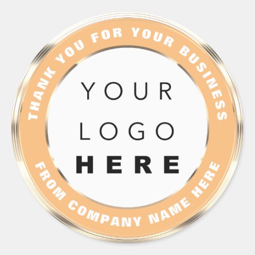Logo Name Web Thank You Shopping Faux Gold Coral Classic Round Sticker