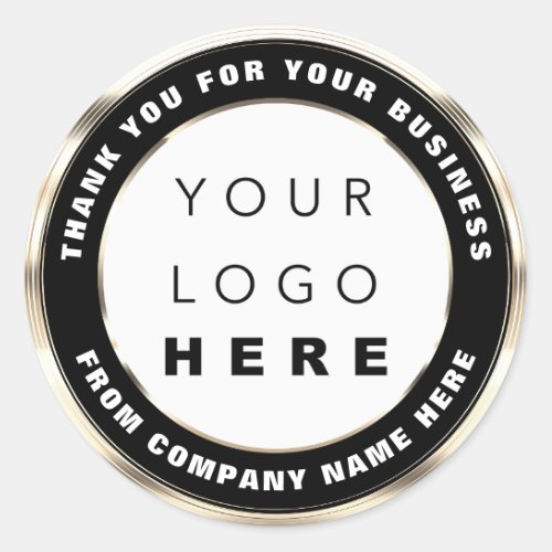 Logo Name Web Thank You Shopping Faux Sepia Gold Classic Round Sticker