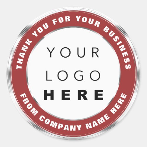 Logo Name Web Thank You Shopping Gray Burgundy  Classic Round Sticker