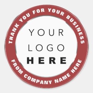 Logo Name Web Thank You Shopping Gray Burgundy Classic Round Sticker