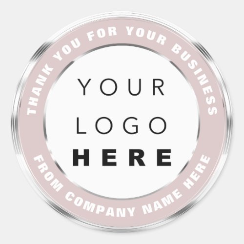 Logo Name Web Thank You Shopping Gray Silver Blush Classic Round Sticker
