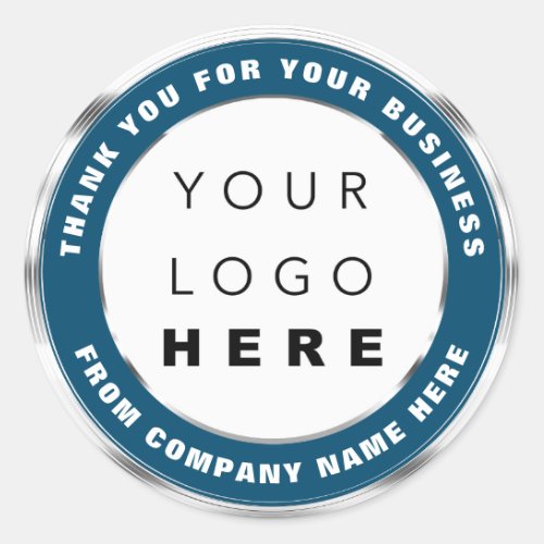 Logo Name Web Thank You Shopping Silver Blue  Clas Classic Round Sticker