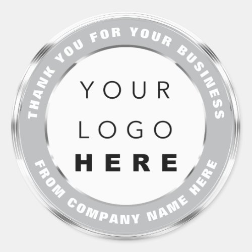 Logo Name Web Thank You Shopping Silver Gray Classic Round Sticker