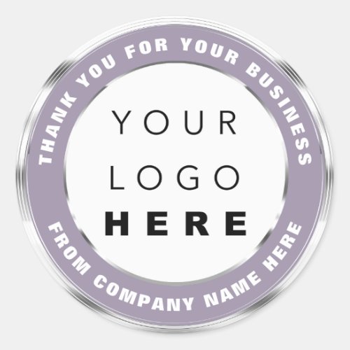 Logo Name Web Thank You Shopping Silver Lavender C Classic Round Sticker