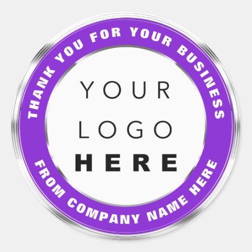 Logo Name Web Thank You Shopping Silver Purple Cla Classic Round Sticker