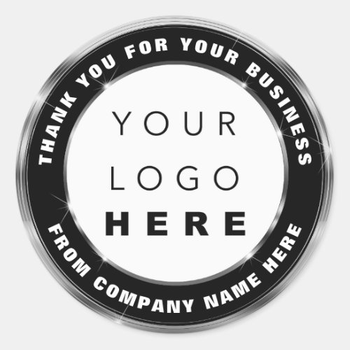 Logo Name Web Thank You Silver Black Gray  Classic Round Sticker