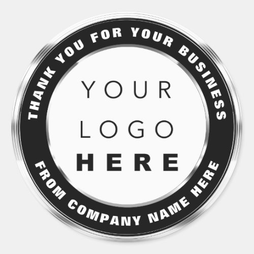Logo Name Web Thank You Silver Black White Classic Classic Round Sticker