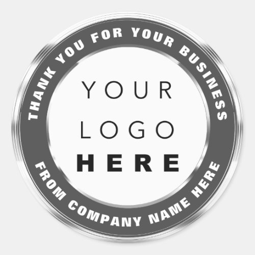 Logo Name Web Thank You Silver Gray White  Classic Classic Round Sticker