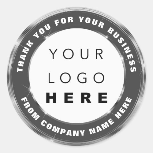 Logo Name Web Thank You Silver Grey Gray  Classic  Classic Round Sticker