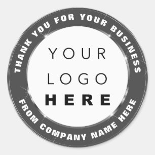 Logo Name Web Thank You Silver Grey Gray Classic Round Sticker