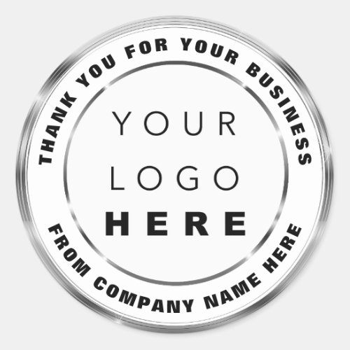 Logo Name Web Thank You Silver White Gray   Classic Round Sticker