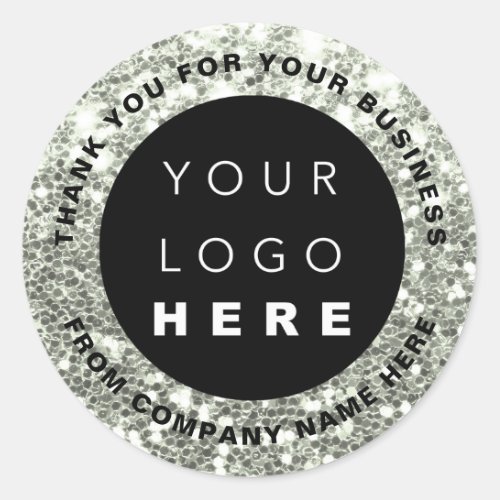 Logo Name Web Thank You Smoky Green Spark Glitter  Classic Round Sticker