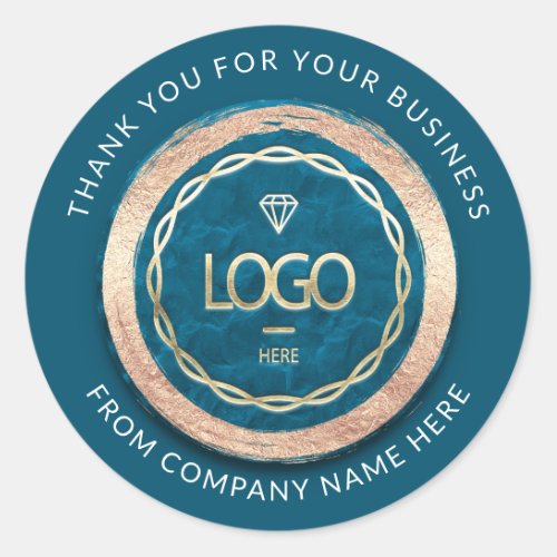  Logo Name Web Thank You Teal Blue Classic Round Sticker