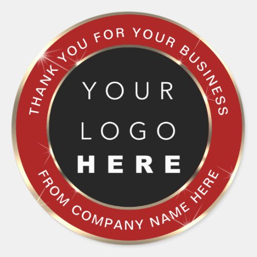 Logo Name Web ThankYou Shop Gold Frame Black Red Classic Round Sticker