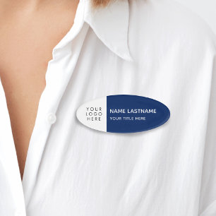 Logo Navy Blue Simple Modern Minimal Magnet Title Name Tag