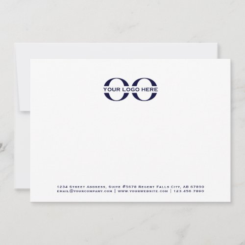 Logo Navy Blue White 5x7 Note Card