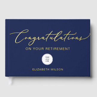 Logo Navy Farewell Retirement Party Leaving Party Foil Guest Book