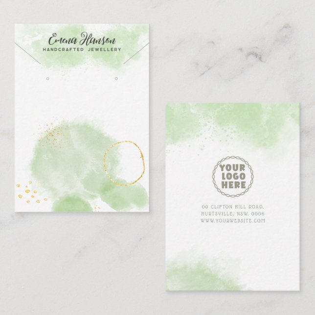 Logo Necklace Earrings Abstract gold Display Card (Front/Back)